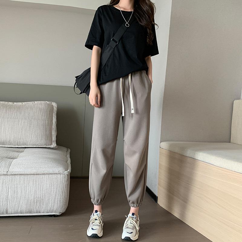 2024 Women's Loose-Fitting Slimming Casual Sports Pants: Cuffed, Eight-Point, Nine-Point Length