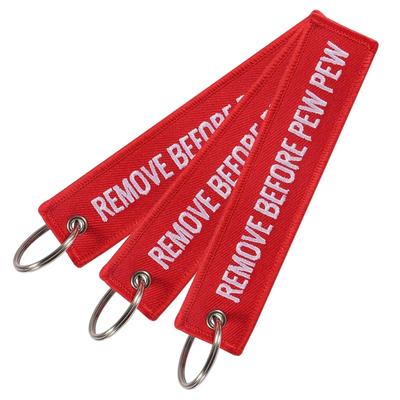 Remove Before Pew Pew Keychain Pilot Key Chain For Motorcycles And Cars Backpack Key Tag Embroidery Key Fobs