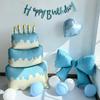 Large Three-Tier Blue Cake Balloon Birthday Party Background Decor for Boys and Girls