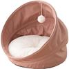 ASONERU Foldable Cat Pink with Fab Reversible and Fur Ball Bed, Almond, Leather, Cushion,