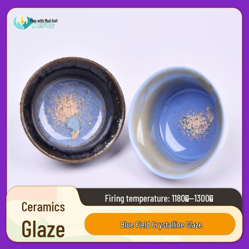 Medium Temp Crystalline Ceramic Glaze (1180-1300°C) - Snowflake Blue for Art and Clay Projects Blue Field Crystalline Glaze 300ml/Bottle