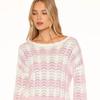 Womens Pink White Gradient Knit Sweater One Shoulder Flared Sleeve Pure Style Loose Fit