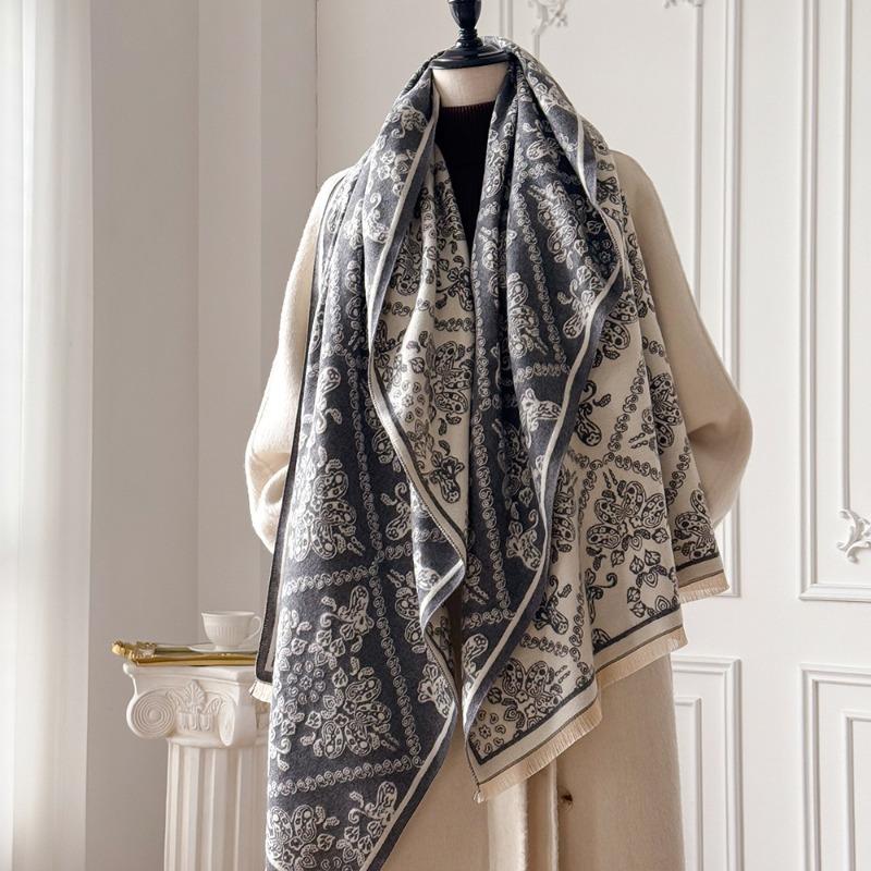 Light luxury imitation cashmere shawl women's clothing with large scarf party shawl air-conditioned room warm scarf blanket