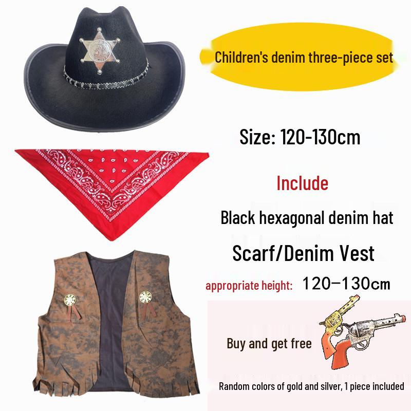 Western Cowboy Halloween Costume Set for Adults & Children - Perfect for Parent-Child Performances