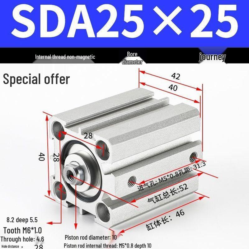 SDA Series Pneumatic Cylinders: Sizes 12 to 100mm, Stroke 35 to 90mm
