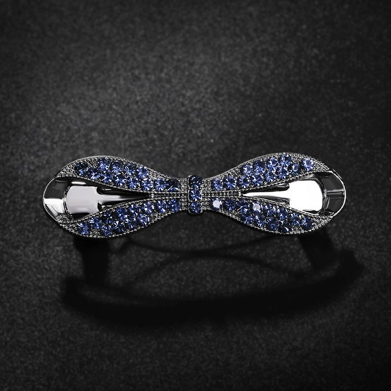 Clip de Primavera de Circonita Blanca Flor de Pedrería Brillante Clip Superior Clip Horizontal Elegante Adorno para el Cabello de Moda para Madres