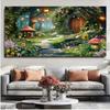 2D Magical Forest Mushroom Cottage Photography Backdrop for Toddler Photoshoot