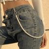 Retro Trend Waist Chain for Women Temperament Pearl Beaded U-shaped Waist Chain Hip Hop Rock Personality Jeans Chain Accessories