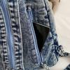 Washed denim backpack women go out small backpack