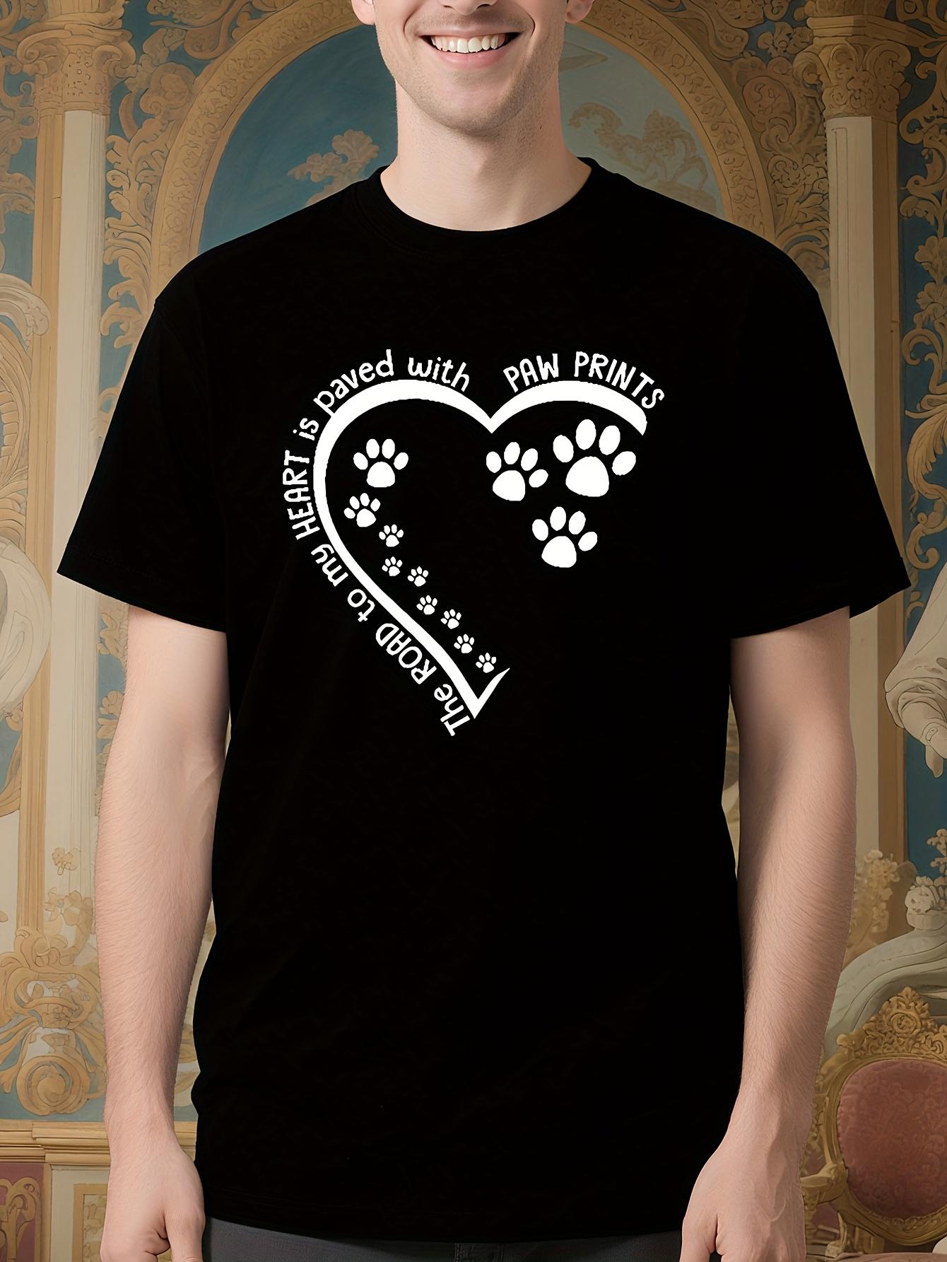 Unisex Paw Print Heart Design All-Season Cotton Crew Neck... XL