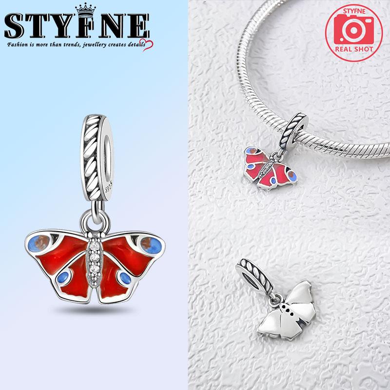 copper Butterfly Collection Color Pink Red Charm Bead Charms Bead Charms Pendant for Authentic Bracelets Woman Girl Jewellery