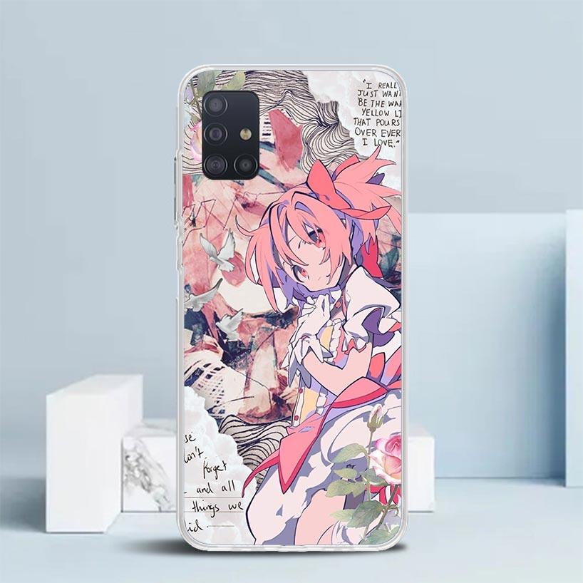 Madoka Magica Anime Soft Cover for Samsung Galaxy A12 A22 A32 A52 A72 A02S Phone Case Note 20 Ultra 10 S10 Plus A51 A71 A50S A20
