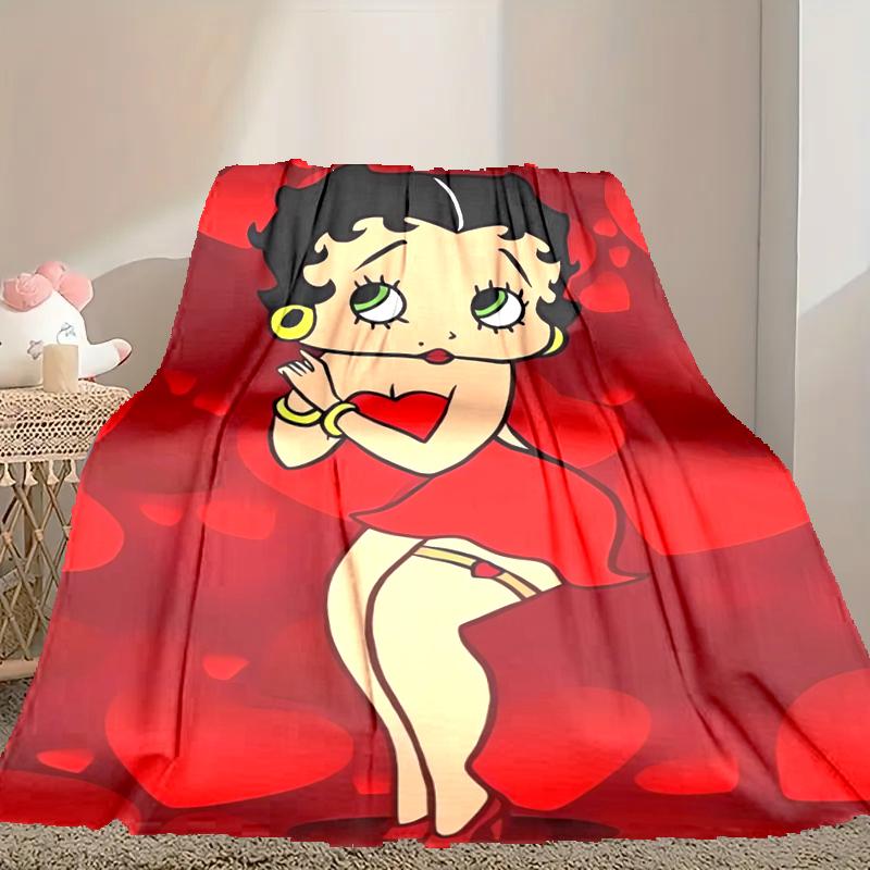 [Betty Boop Blanket] Soft Throw Blanket for Bed Sofa, Holiday Gift Blanket for Women Men Family Friend