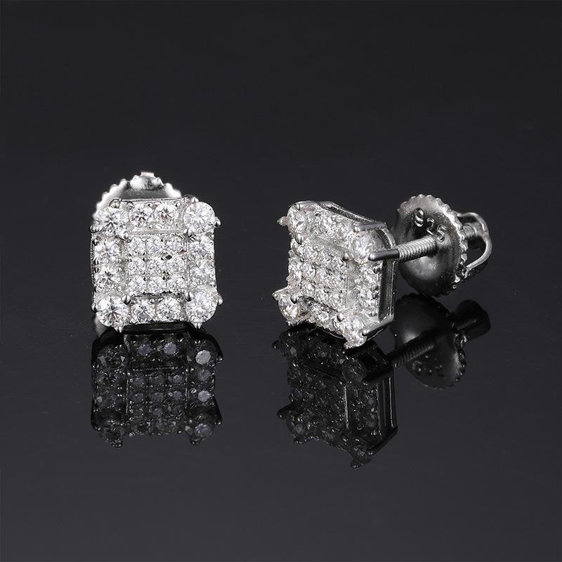 Orecchini a Bottone alla Moda Placcati Oro 18K Argento Sterling 925 Orecchini a Cerchio Pietra Preziosa Moissanite Piercing Uomini Donne Orecchini Anti-appannamento