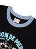 LA MAISON STUDIO Unisex Oversized Puppy Surfing Ringer Short Sleeve T-Shirt Black Blue (Fce2Ts401M)