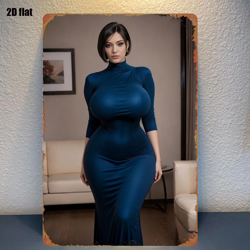 Segno in Metallo per PC Raffigurante un'Elegante Silhouette Femminile con Design Classico dei Personaggi Colori Vivaci Facile da Appendere per