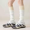 Color-Blocked Sock Covers Stacked Warm Knitted Calf Socks Gray Gray White Leg Cover Flared Sheath