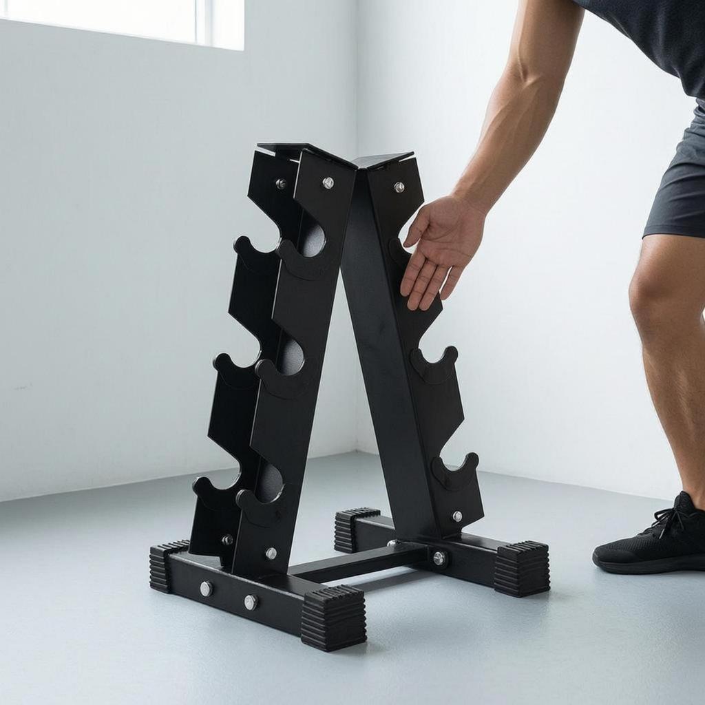 Triangular Dumbbell Rack Angled Side Fitness Storage Matte Finish for Gym