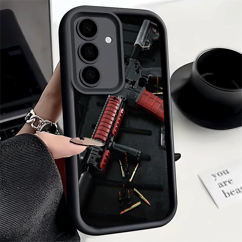 Phone Case for Samsung Galaxy S26 S25 Ultra S24 FE Gold Gun Bullets AK47 Handgun Shell S23 Plus S22 + S21 S20 5G Soft Silicone F