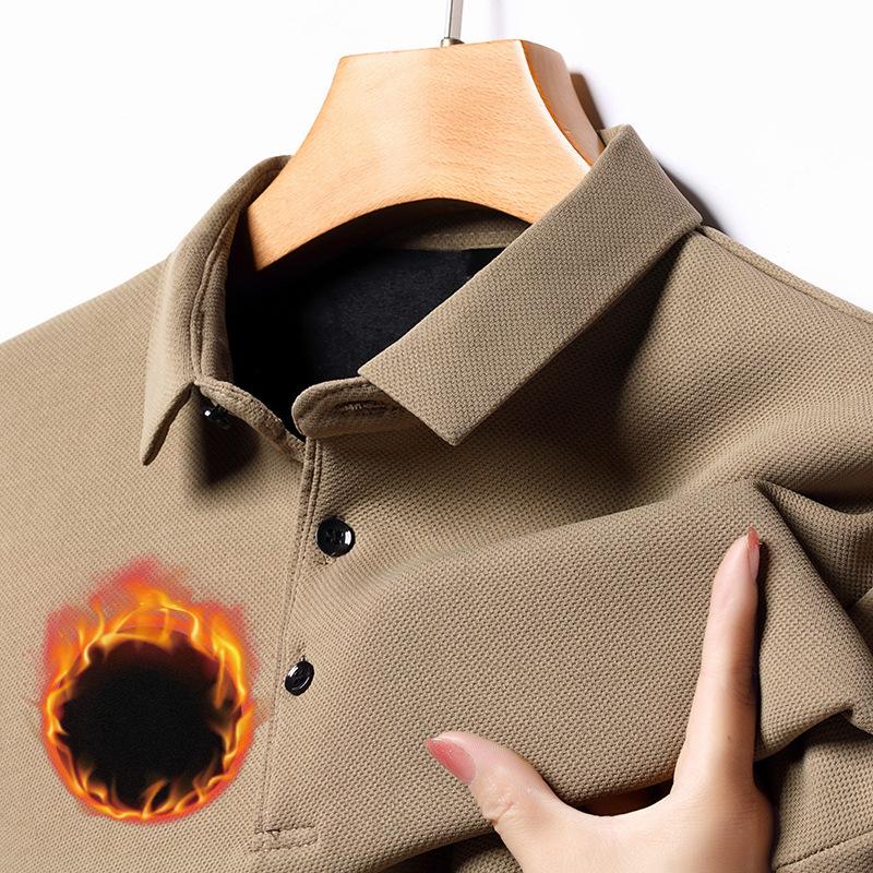 Men S Premium Fleece Thick Casual Business Polo Shirt
