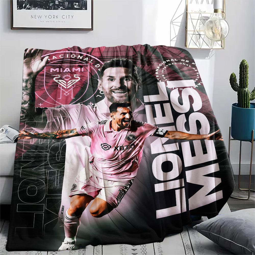1PC Lionel Messi Patterned Flannel Blanket Suitable For All Seasons for Home Decor Warmth and Comfort Gifts Holiday Present
