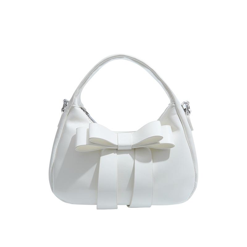 Small Bag Bow Shoulder Bag Women's Underarm Bag PU Crossbody Bag