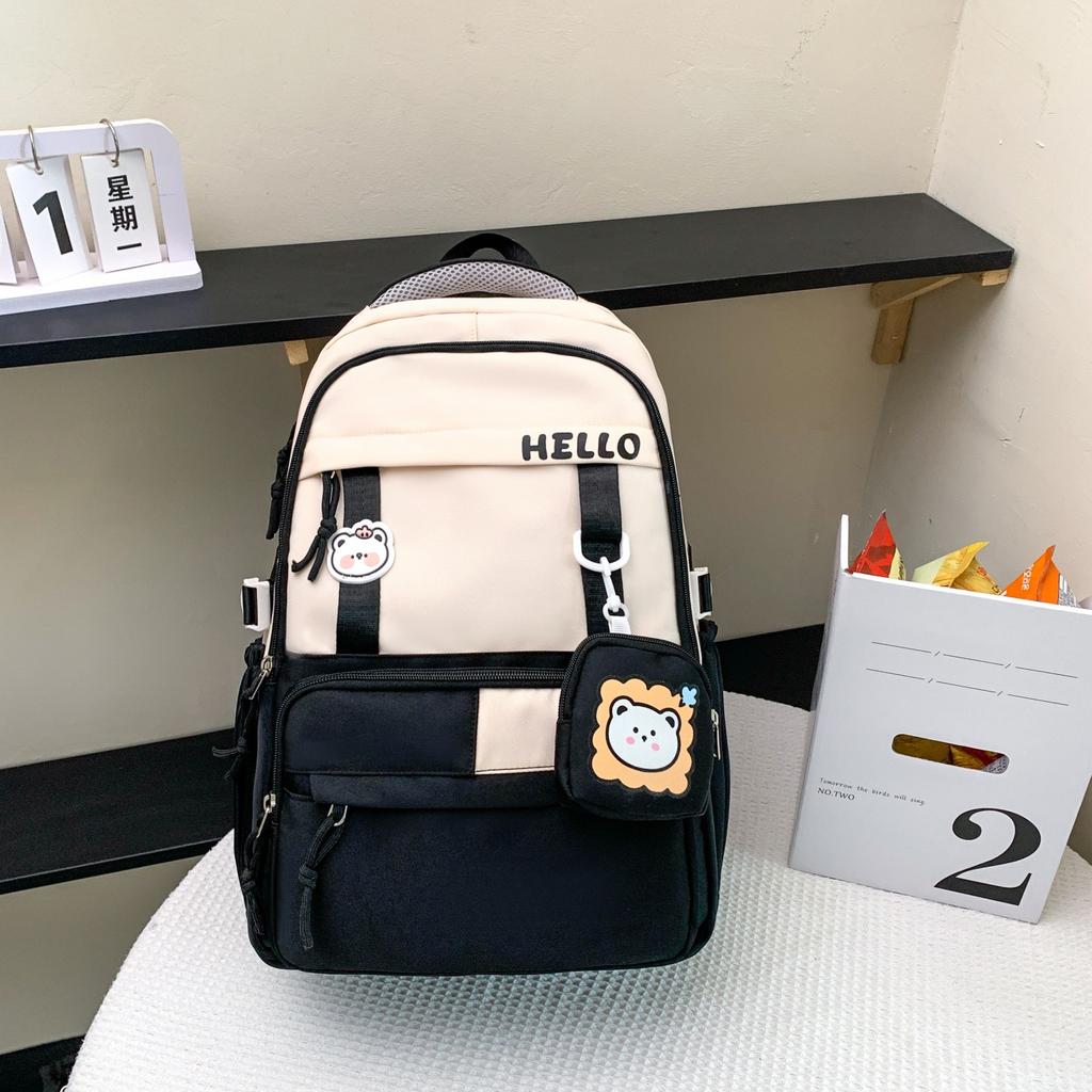 Summer new Korean version ins college style contrasting color schoolbag high value primary school students grades 3-6 multi-compartment backpack