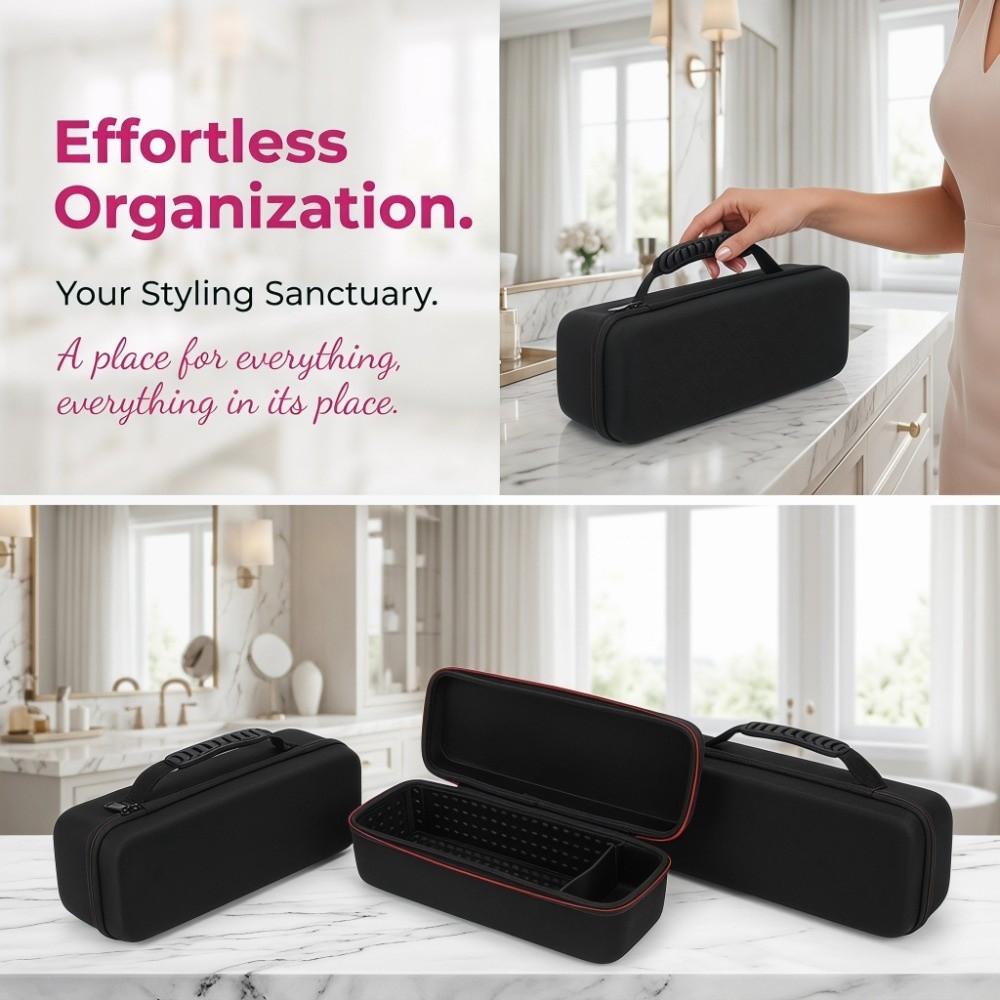 EVA Plastic Hair Tool Storage Bag Portable Shockproof Hair Straightener Storage Bag With Handle Black