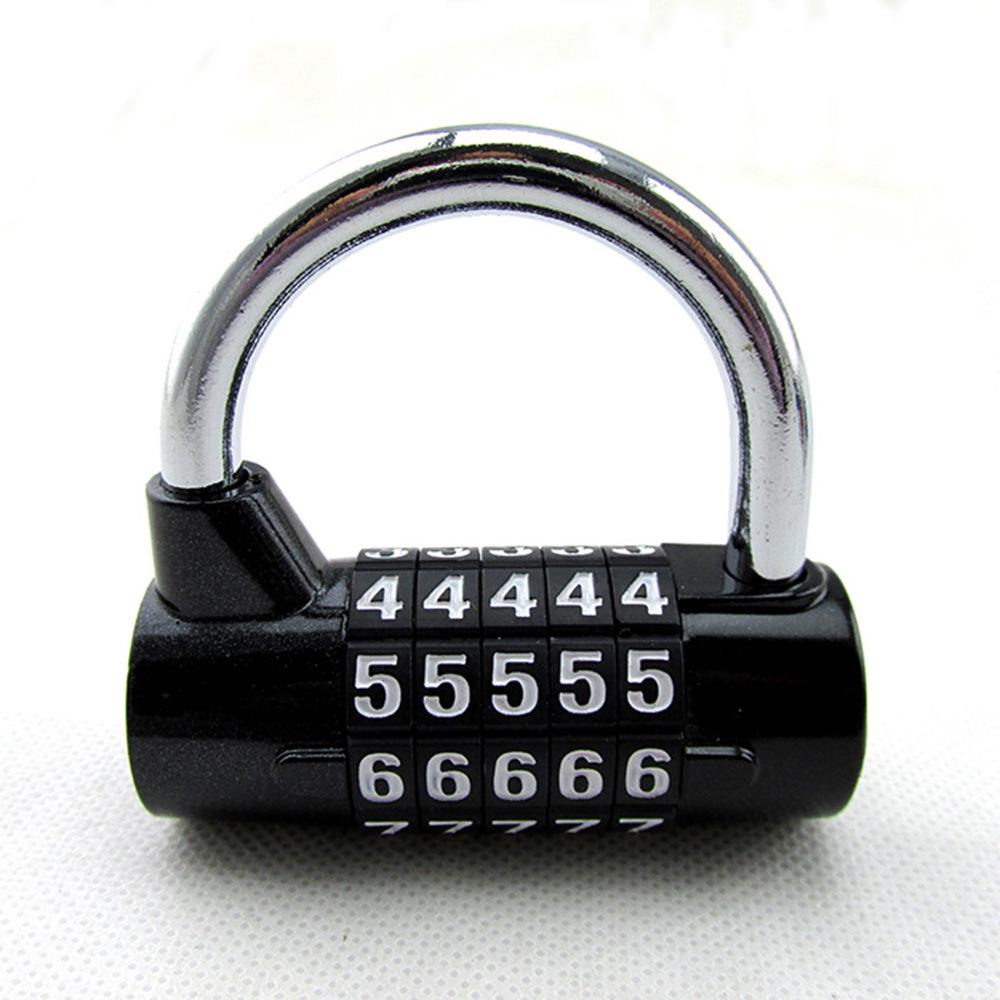 Cadenas à mot de passe antivol en forme de U à 5 chiffres pour portes, valises, tiroirs et salles de sport