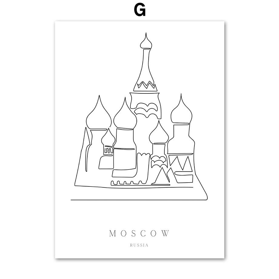 New York Rome Colosseum Amsterdam Paris Tower Line Wall Art Print Canvas Painting Nordic Poster Decor Pictures For Living Room