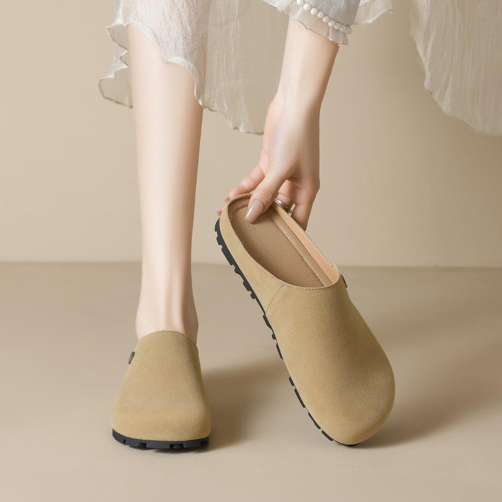 Baotou half-drag woman wearing a pedal retro lazy slippers woman