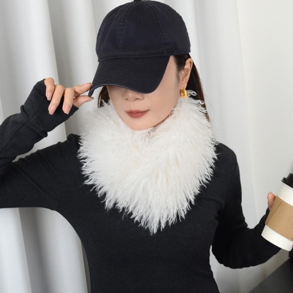 Solid Color Imitation Wool Scarf Magnetic Snap Faux Fur Collar Neckwear Fluffy Muffler  Night Out