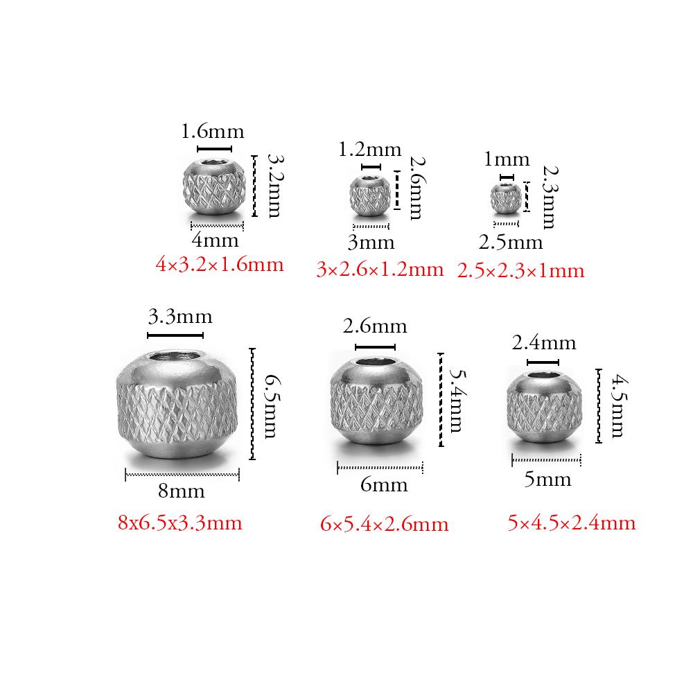 50pcs Stainless Steel Beads 18k Gold Color 4mm 6mm 8mm Ridged Cyclinder Tube Spacer Loose Beads for Jewelry Making DIY Findings