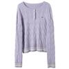 Sancai Winter Cable Knit Puppy Embroidery Crew Neck Sweater