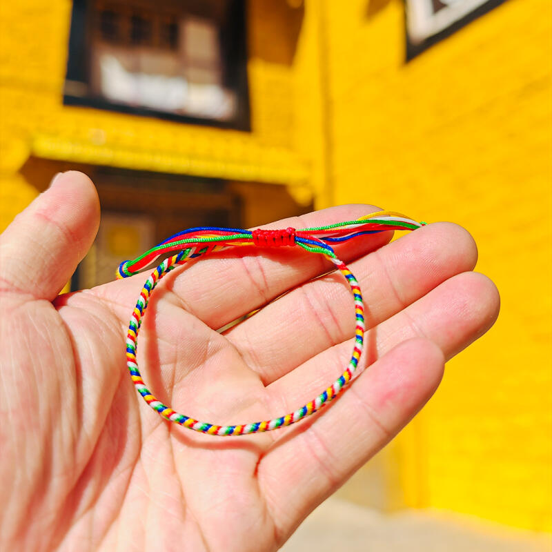 Five-color thread bracelet, Buddhist prayer beads, vajra knot, five-color string wish