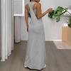 Women Cami Top Dress Two Piece Set Summer Solid Color Wide Strap Long Dress Camisole Casual Ankle Length Sleeveless Midi Dress