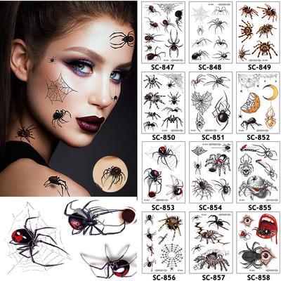 Wasserdichter gruseliger Halloween-Fake-Tattoo-Körperkunst-Spinnen-Halloween-Tattoo-temporärer Tattoo-Aufkleber