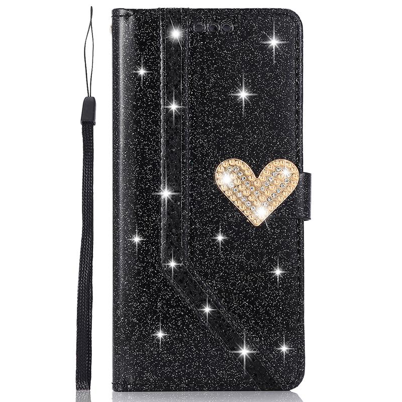Shiny Case For iPhone 16 15 14 13 Pro Max 12 MINI 11 Pro X XR XS XS Max 7 8 Plus Wallet Flip Leather Case