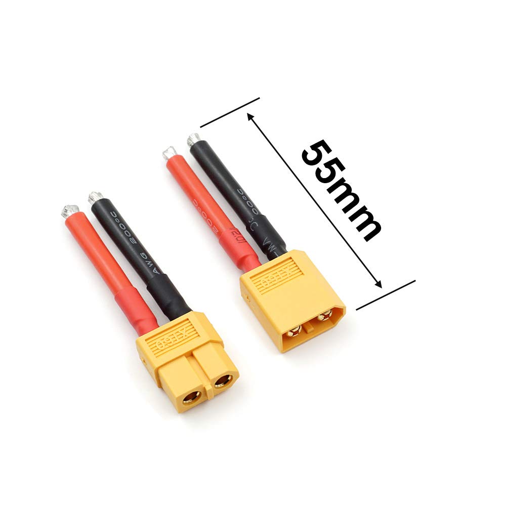 1 Pair XT60 Plug Female and Male Connector with 12/14AWG Silicon Wire for RC Lipo Battery Cable Drone