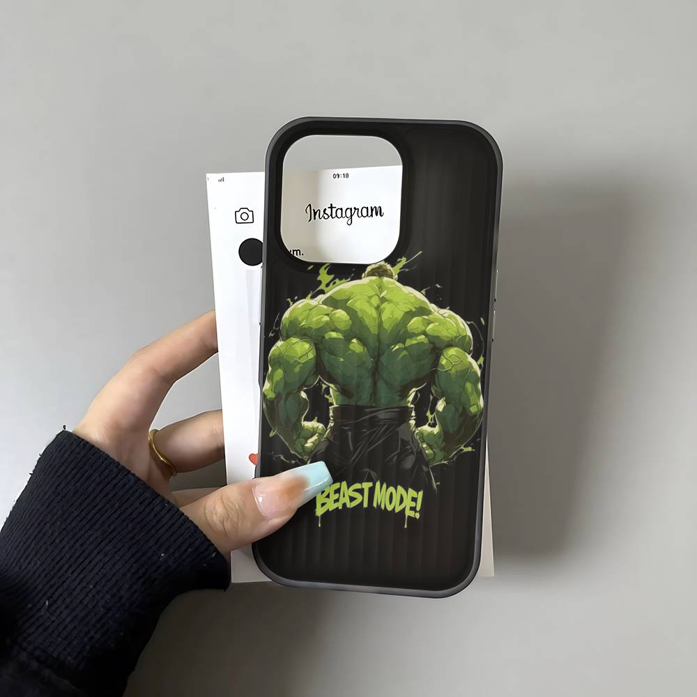 Superhero H-Hulk For Phone 17 16 15 14 13 12 11 Pro Max Plus Pro Air Phone Case Corrugated Stripe Back Cover