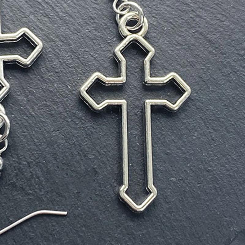 Gothic Hollow Cross Dangle Earrings Simple Ear Hooks Punk Style Drop Earrings Statement Jewelry Gift for Women Men