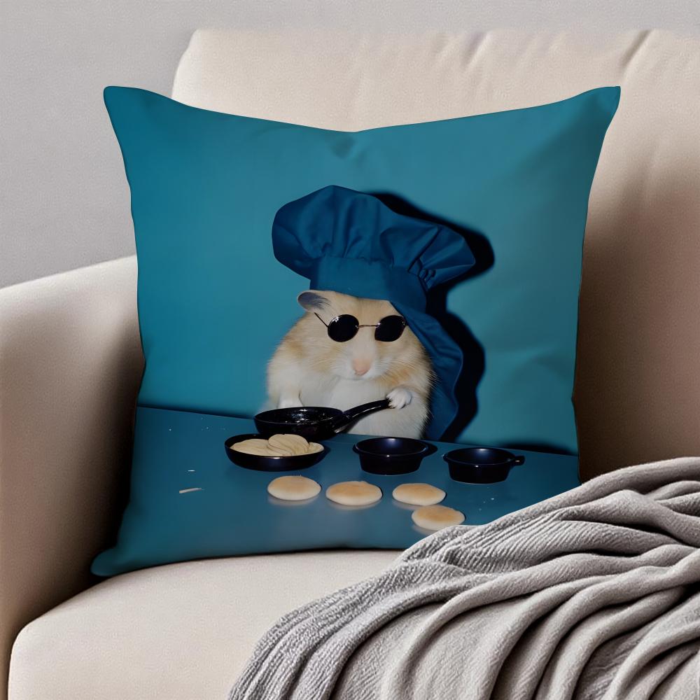 Interesting Animals Funny Cushion Cover Pillowcase Antidustmite Invisible Zipper Short Plush Sofa Cushion