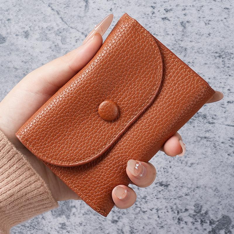Lychee Pattern PU Leather Small Wallet & Card Holder with Coin Purse