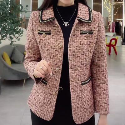 Kleiner Duft Lockerer Mantel für Herbst Damen Neu Westlicher Stil Altersreduzierender Bauchbedeckender Mantel für Mittelalte Mutter Wollmantel