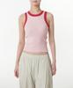 Woman Women'S Mini Boucle Ringer Knit Sleeveless Top [Pink]