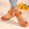 Fashion Women Flowers Roman Sandals 2025 Summer New Luxury Design Breathable Shoes Women Casual Fashion Bohemian Flats Beach Sandals