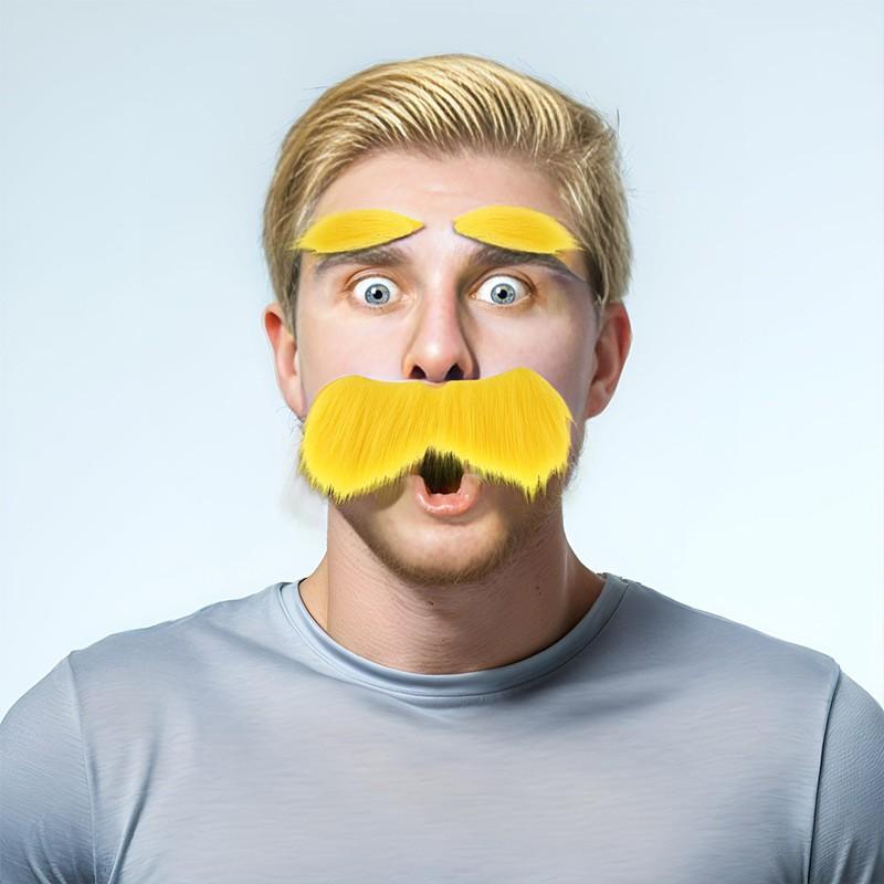 Funny Fake Mustache Set Costume Party Cosplay Halloween Christmas Dress Up - Ginger Yellow Beard Small Moustache Fox