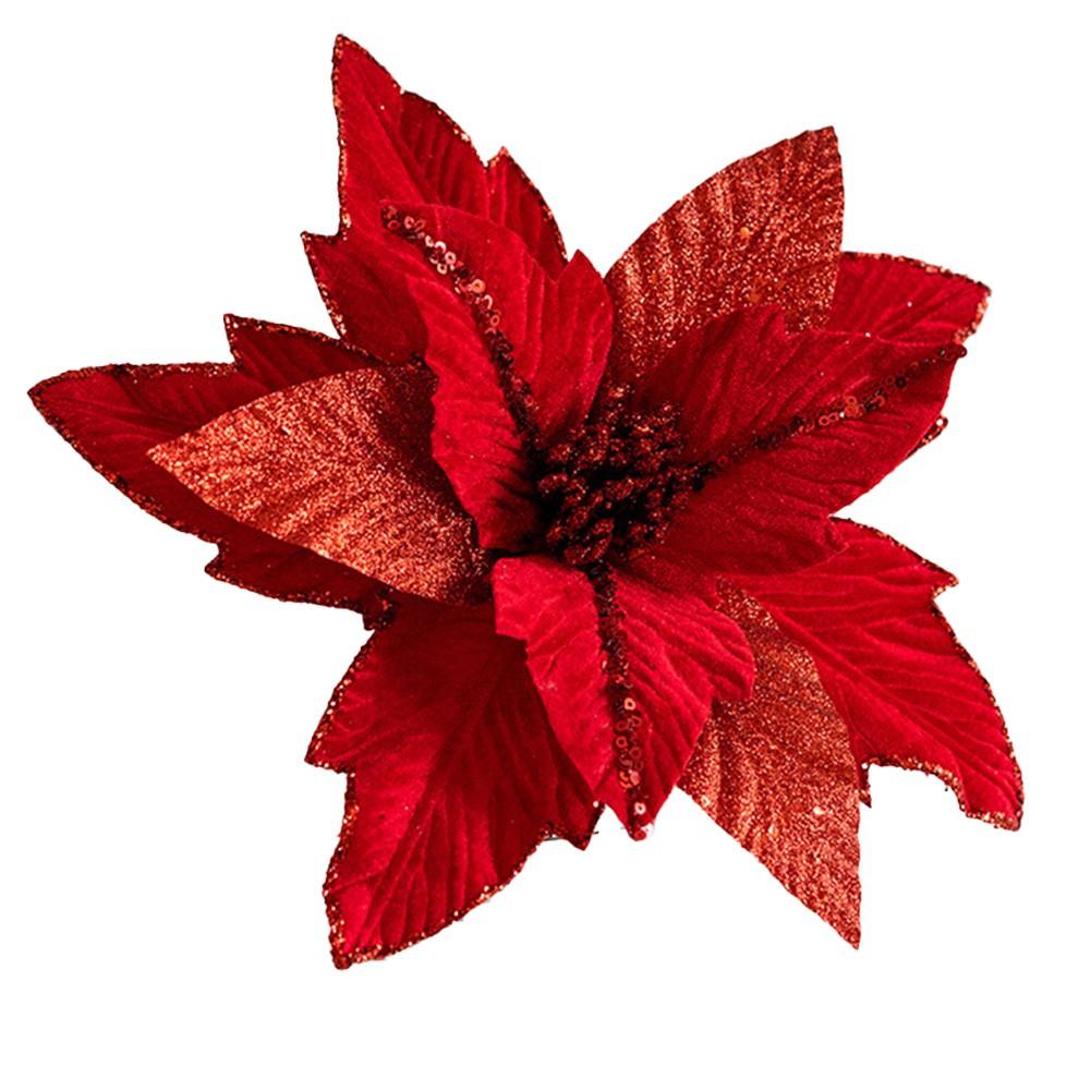 Party Decoration Christmas Poinsettia Ornament Festive Tree Ornament