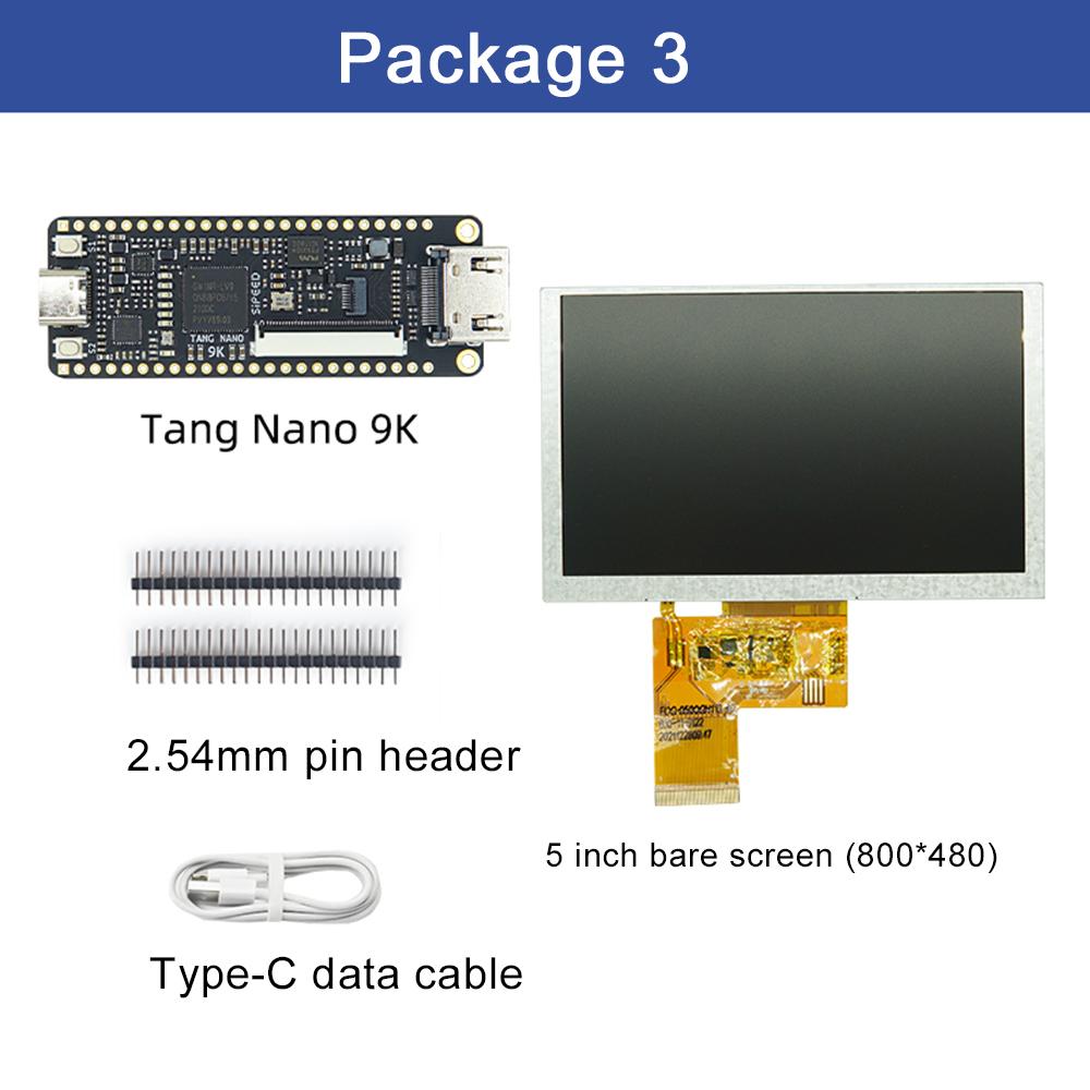 Sipeed Tang Nano 9K FPGA Development Board GOWIN GW1NR-9 RISC-V 2.54mm Pin Header+Type-C Data Cable+4.3/5/7 Inch SPI Screen