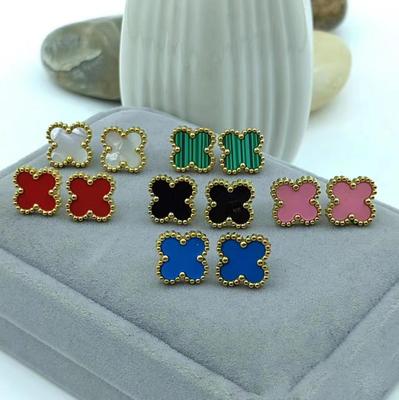 Fashion Titanium Steel Four-Leaf Clover Earrings Female Senior Sense Of High-Grade Earrings Temperament Ladies Earrings